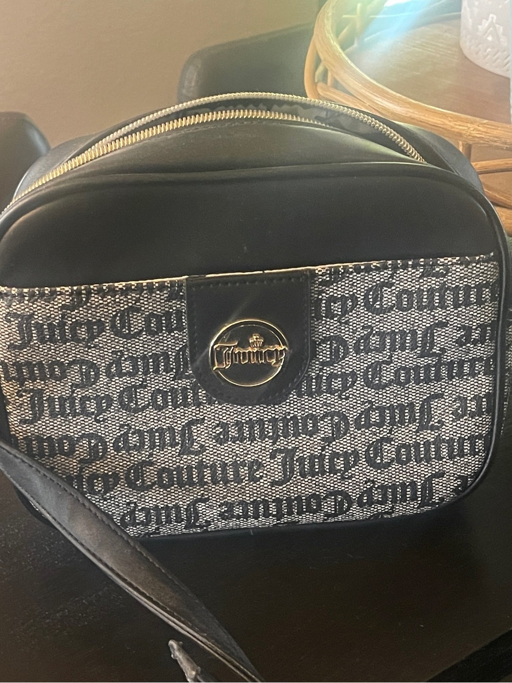Juicy Couture Black and White Logo Messenger Bag